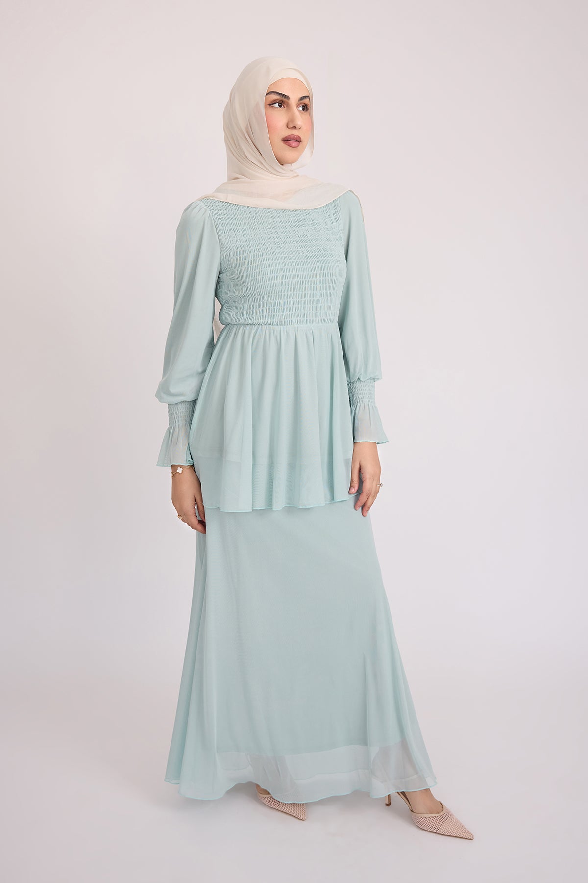 Krina Top and Skirt - Sage Blue