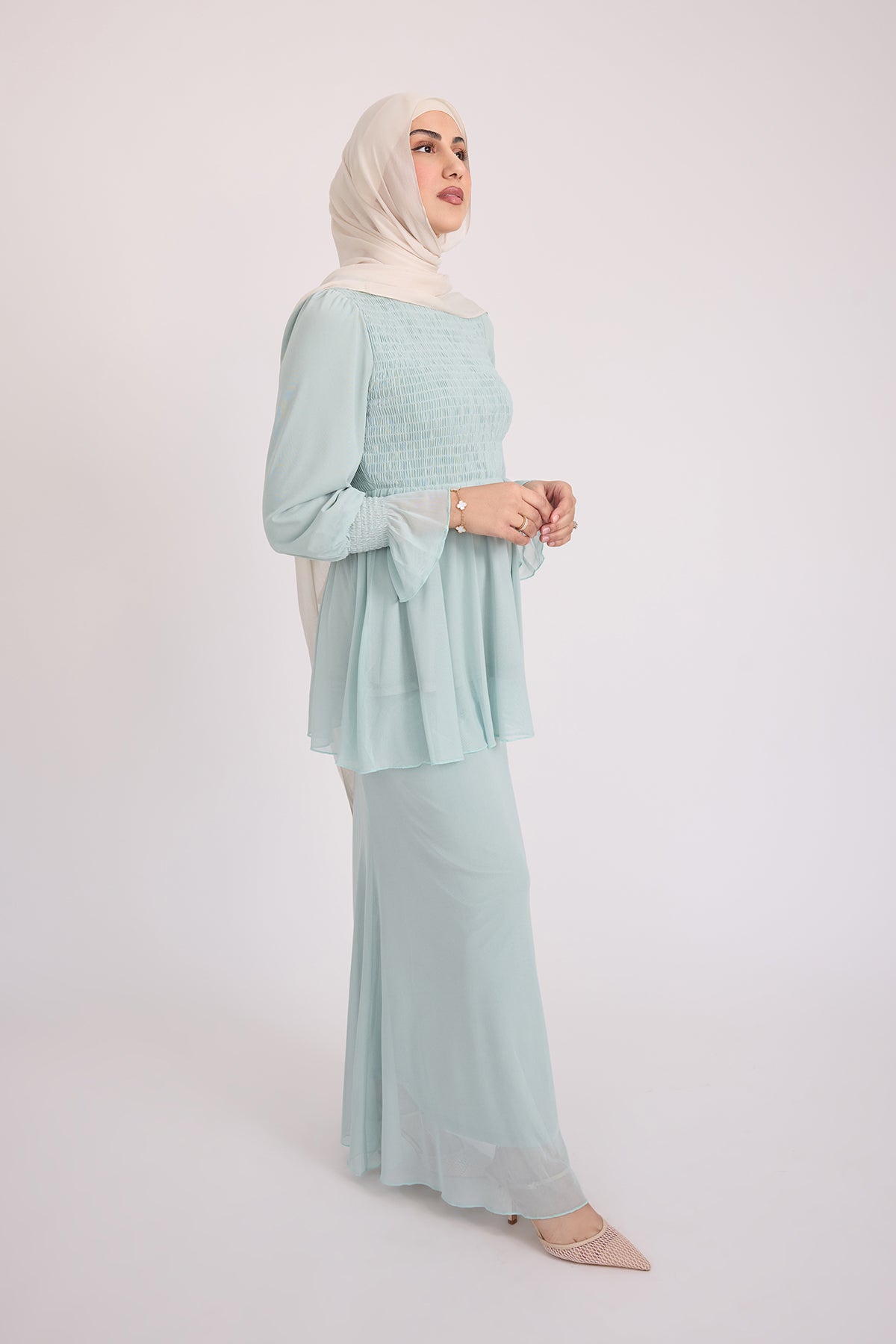 Krina Top and Skirt - Sage Blue