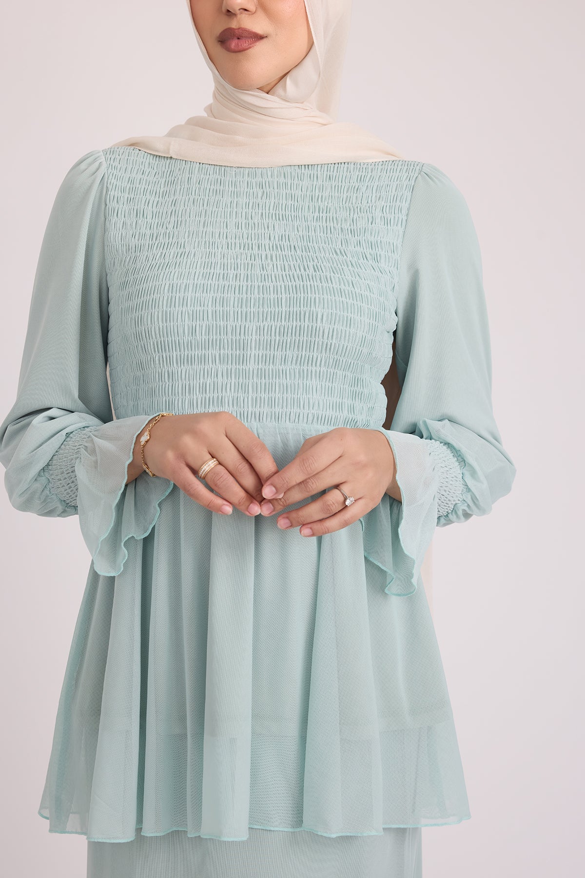 Krina Top and Skirt - Sage Blue