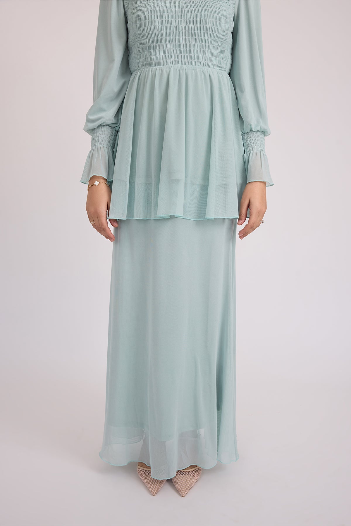 Krina Top and Skirt - Sage Blue