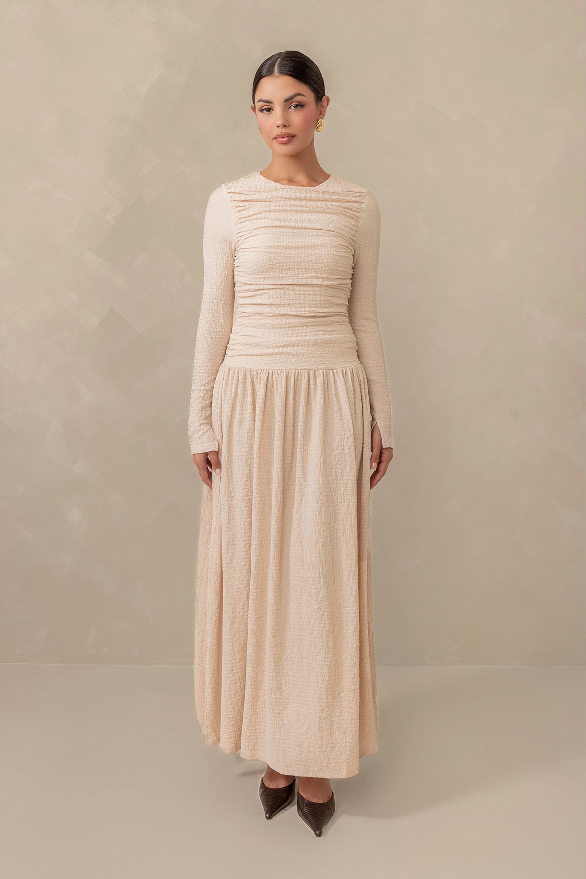 Juliette Everyday Drop Waist Maxi Dress - Cream