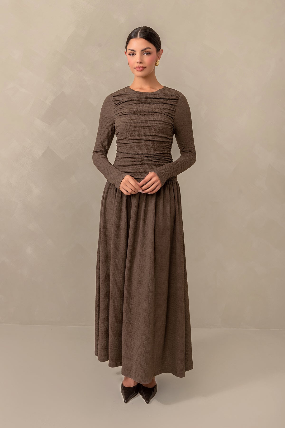 Juliette Everyday Drop Waist Maxi Dress - Brown