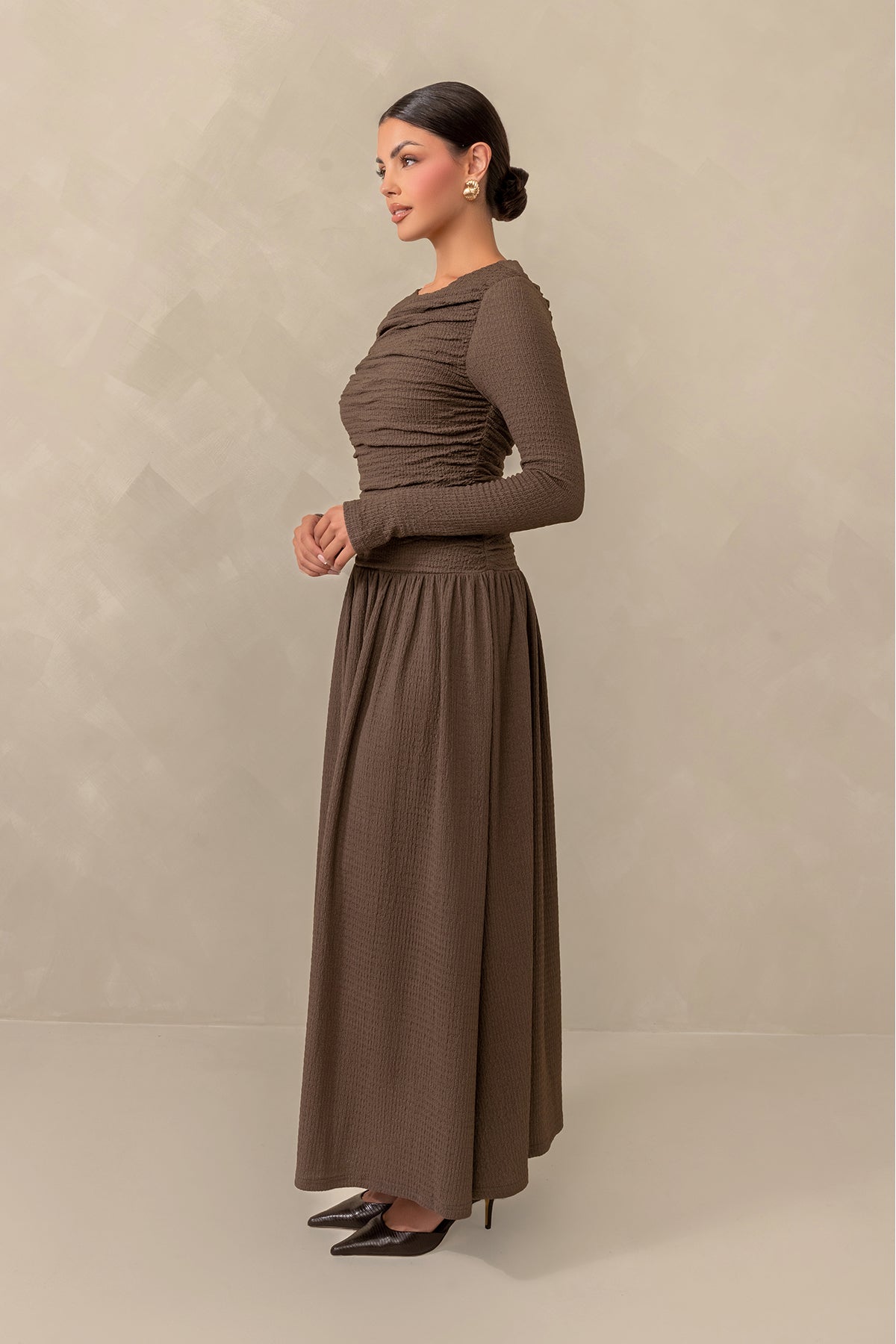 Juliette Everyday Drop Waist Maxi Dress - Brown