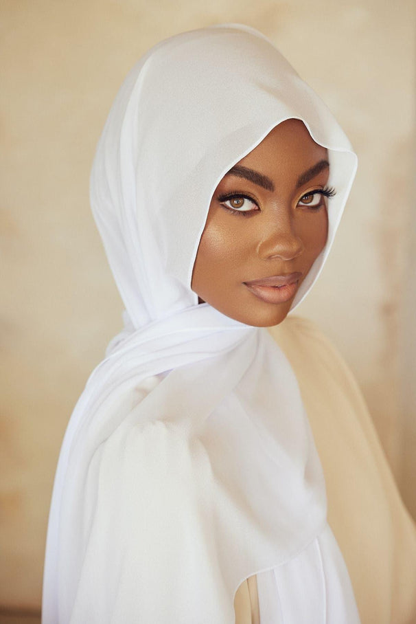 Premium Chiffon Hijab - White – Zahraa The Label